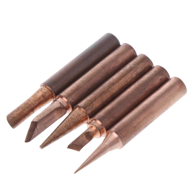 XDYZ 5 Pcs  Soldering Tips Kit 900M Lead-Free Copper Solder Iron Tip Welding Tool Replacement Accessories Multi-shaped Tips 4
