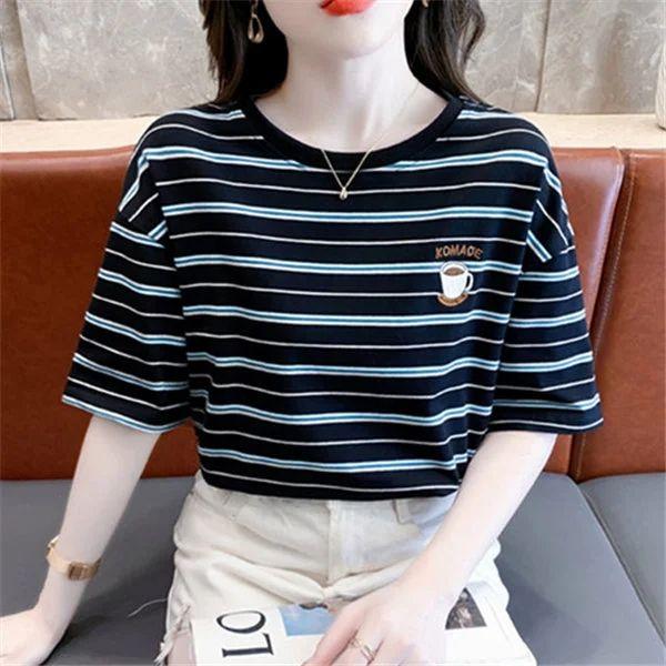 Áo Thun ngắn Tay Cổ Tròn Phong Cách Hàn Quốc, Thanh Lịch Và Hợp Xu hướng, Độc Đáo Thời Trang Đường Phố Ins, Thích Hợp Cho Giới Trẻ Và Nữ, Áo Mỏng, Thiết Kế Sáng Tạo, Bán Chạy, Cá Tính, 2024 Mùa Hè Mới, [Thanh Toán Khi Nhận Hàng] 1