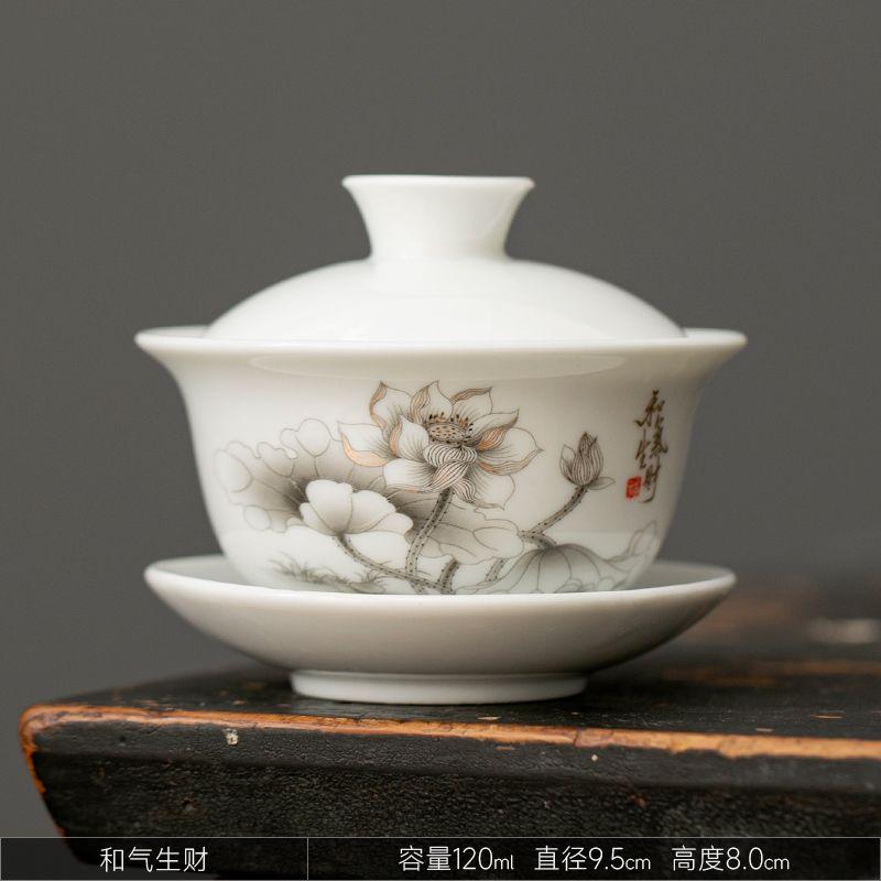 Product Introduction of Bát Có Nắp Bằng Gốm, Màu Trắng, Bát Kombucha Đơn Có Nắp, Cốc Trà Sancai, Gốm Dehua, Gia Dụng, Thủ Công, Làm Trà Xanh Và Trắng, Dụng Cụ Pha Trà 6