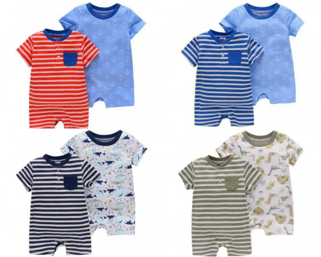 PROMO 5.5 Setelan Baju Romper Bayi Laki Laki 2IN1 / Jumpsuit Bayi Laki Laki Isi 2pcs