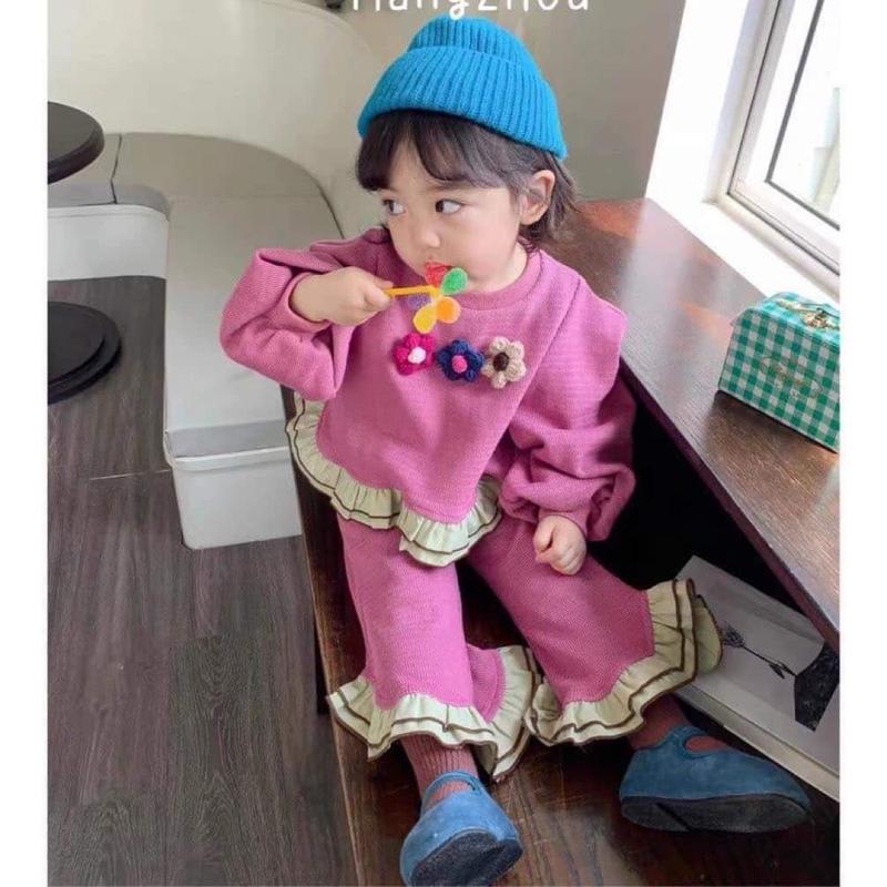  Set nỉ tím quần loe bèo 