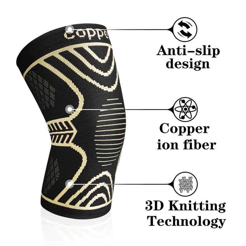 Unisex's Copper Ion Protective Knee Pads, 2 Counts/set Breathable Comfortable Knee Brace, Sports Knee Pads for Running, Weightlifting, Daily Training 4