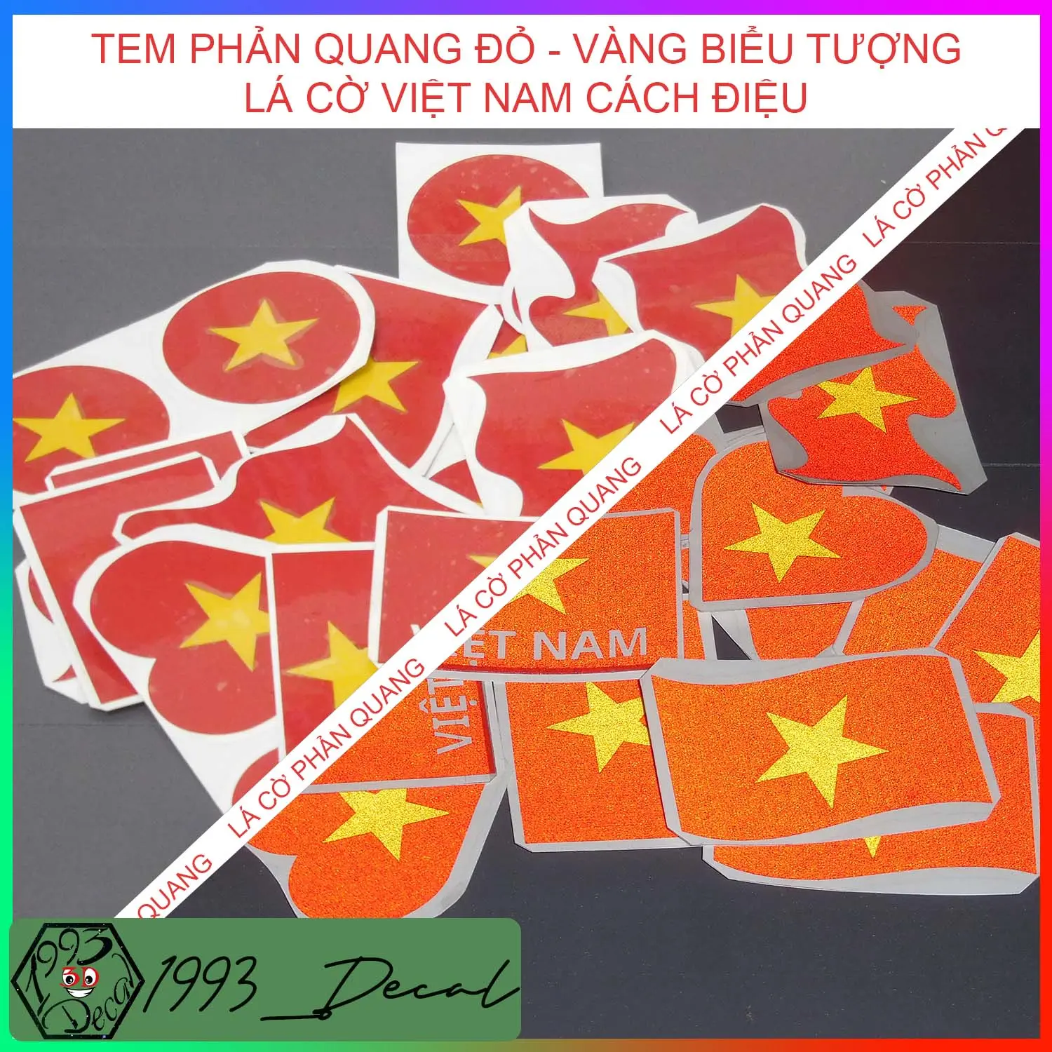 (1 Cái) Tem Lá Cờ Tổ Quốc Việt Nam chất liệu PHẢN QUANG dán đa vị trí, trang trí xe phát sáng khi chiếu đèn Nhãn Dán Decal Sticker