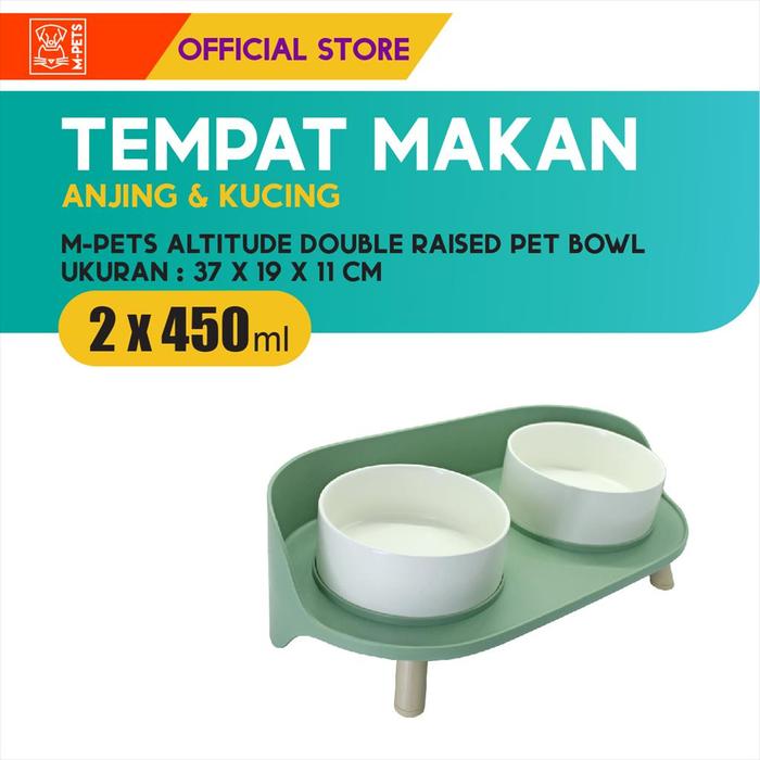 Gambar M-Pets Altitude Double Raised Pet Bowl 2 x 450 Ml / Tempat Makan Hewan dari M-Pets Volk Pets Indonesia Kota Tangerang Tokopedia