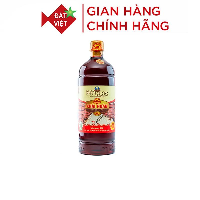 1 chai nước mắm Khải Hoàn Phú Quốc 40/43 đạm, chai nhựa 1 lít Nước Sốt Gia Vị
