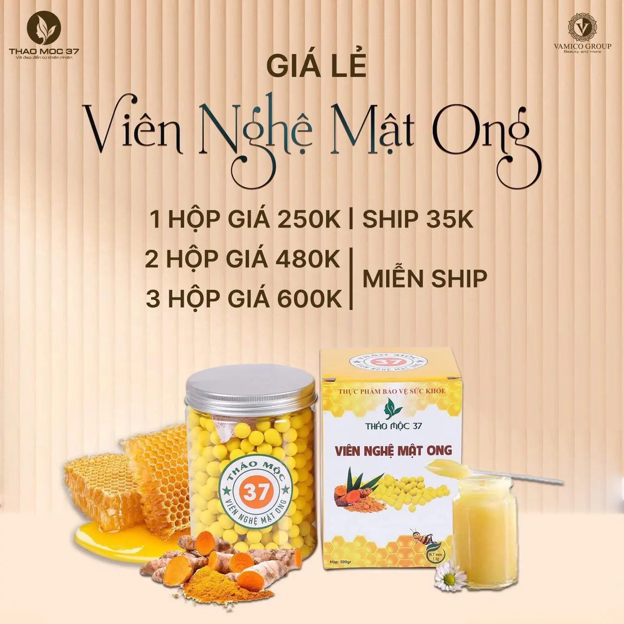 Viên nghệ mật ong Thảo Mộc 37