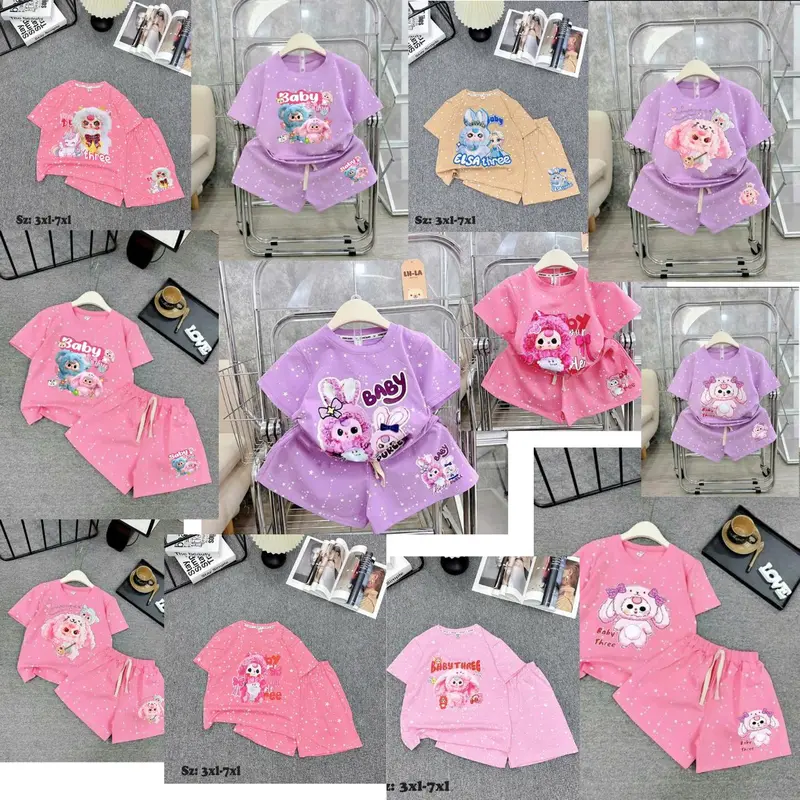 Combo 3 bộ baby three cho bé gái 9-42kg hàng chất cotton su/ siêu 2025 + tặng combo  3 Quần chip cho bé gái  G2013 1