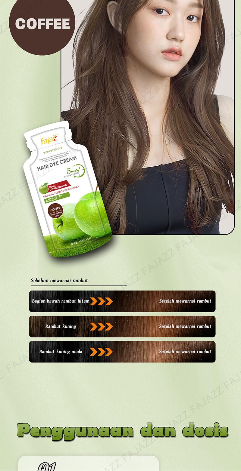 Product Introduction of 【Fajazz】（20 pcs）Pewarna rambut gelembung Fajazz adalah merek asli resmi tanaman murni, pewarna gelembung alami dan tidak menyebabkan iritasi untuk pria dan wanita, Anda dapat mewarnai rambut Anda di rumah 15