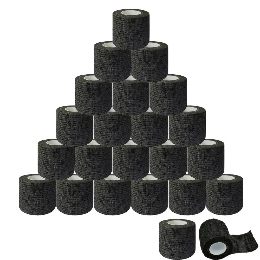 Shegnyan Black Disposable Cohesive Tattoo Grip Tape Wrap Elastic Bandage Rolls for Tattoo Machine Grip Tube Accessories