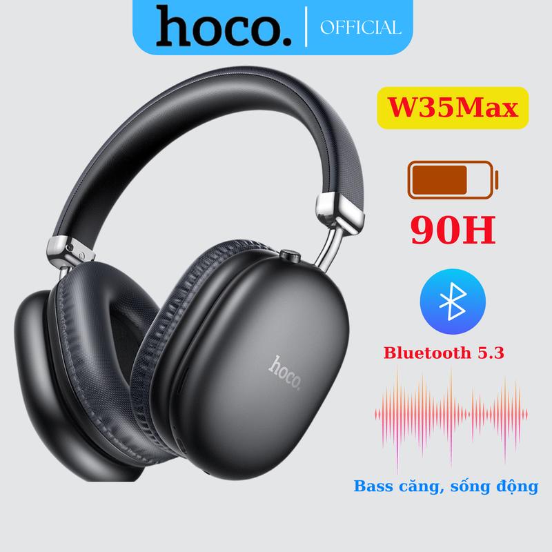 Tai Nghe Chụp Tai Hoco W35 Max nâng cấp 2025 - Pin Siêu Trâu 90h, Bluetooth V5.3, Kiểu Dáng Sang Trọng, Chống Ồn, Chống Thấm Nước Nghe Nhạc tainghe  chuptai