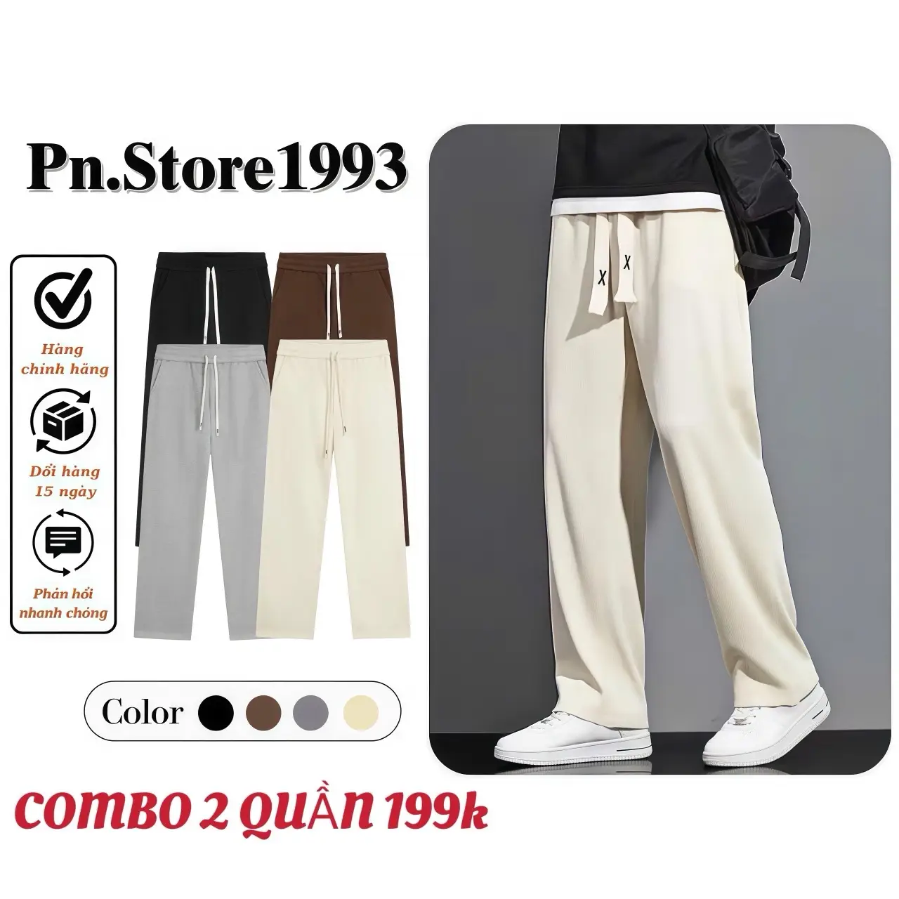 [ Combo 2 Quần Nỉ ] Giáng Xuông Unisex ’Nam Nữ’ Pnstore Nhung Menswear Pants