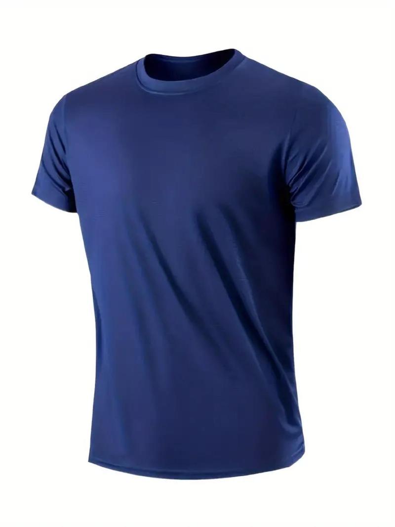 Product Introduction of Men's Solid Round Neck Sports Tee, Breathable Quick Drying Crew Neck T-Shirt, Casual Sporty Top for Gym Workout Running 1
