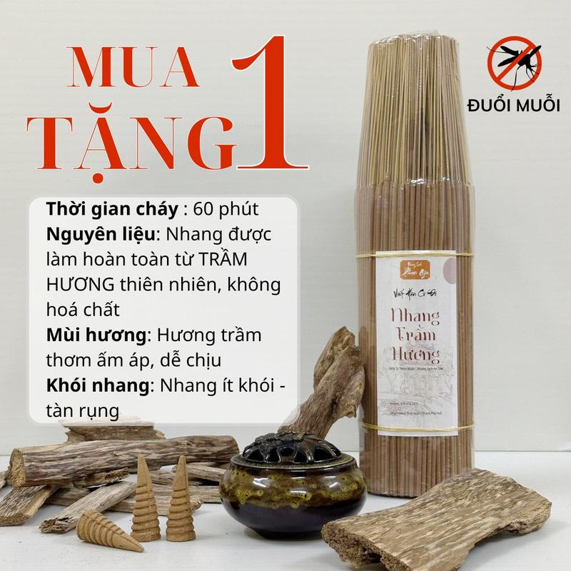 [ MUA 1 TẶNG 1 ] 1 Bó Nhang Trầm Hương Cao Cấp - Hương Thơm Ngọt Nhẹ, Thành Phần Từ Thiên Nhiên , không hóa chất [ TẶNG 40 NỤ VỎ QUẾ ]