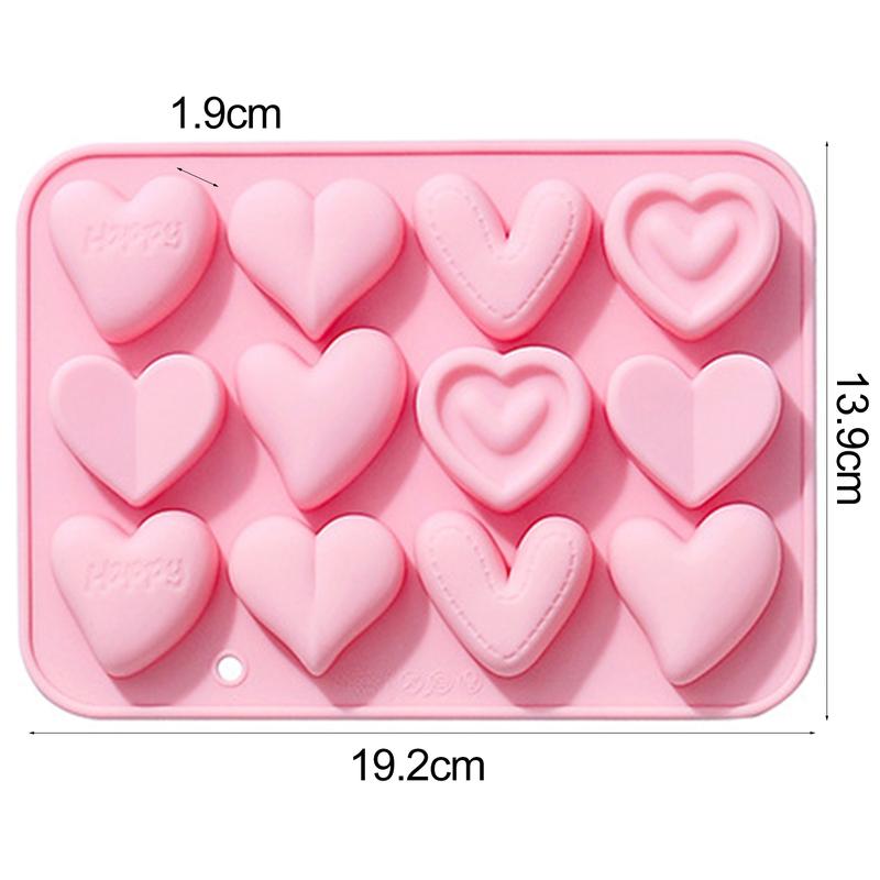 Product Introduction of [seiyunin]Cake Mold 12-Cavity Heat-resistant Non-stick Good Toughness Quick to Demold 6 Heart Shapes Food Grade Fondant Mould Kitchen Gadget 0
