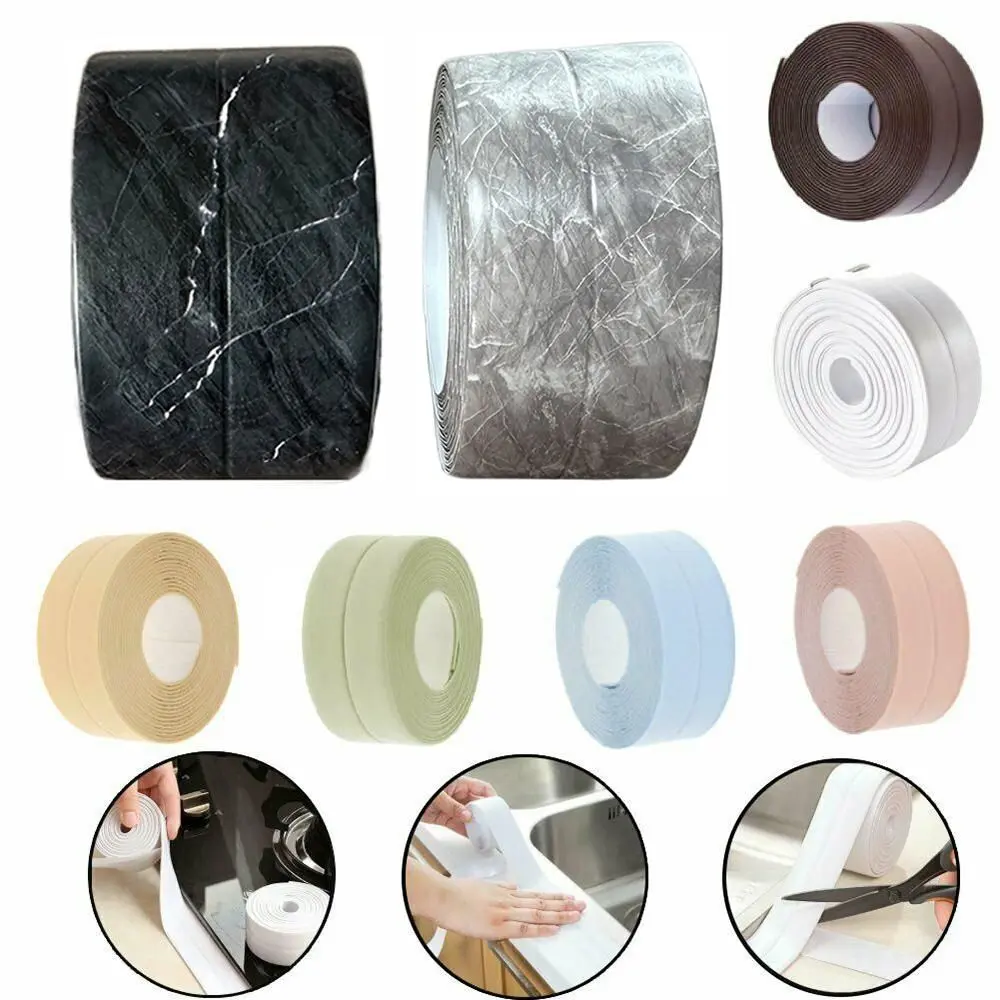 Professional Mildew-proof Caulk Tape Self Adhesive Decorative Shower Tile Sealer Countertop Colorful Kitchen Sealant Strip Bathroom Tub