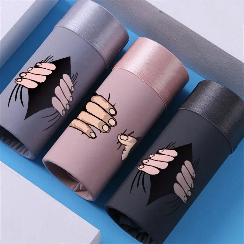 Panties men's ice silk men's boxers funny personality cartoon boxer panties summer thin printing