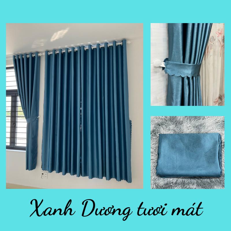 Rèm cửa sổ màu XANH DƯƠNG, rèm cửa trang trí decor phòng, rèm cửa chính chống nắng 98% (không kèm thanh treo)