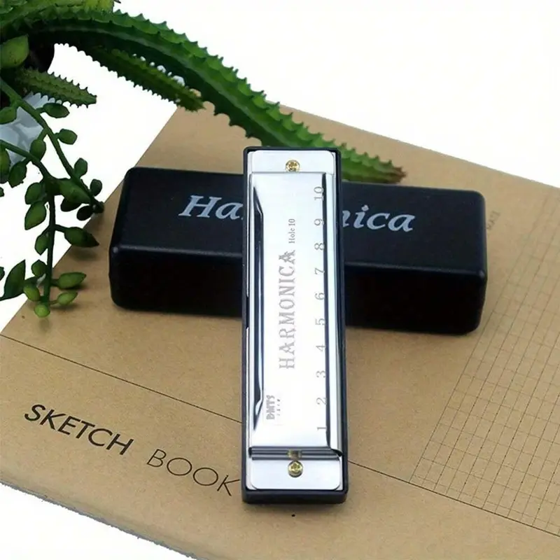 10 Hole Chromatic Harmonica, 1 Count C Key Harmonica with Case, Musical Instrument for Beginner, Gift for Friends, Valentine's Day Gift 4