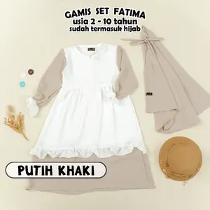 Fatima Gamis Anak dan Hijab 2 4 5 7 8 10 Tahun Crinkle Airflow Stelan Baju dan Kerudung Gamis Manasik Lembut Muslim Dress Nyaman Setelan Panjang Lebaran