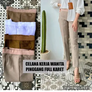Celana kerja wanita pinggang full karet celana panjang wanita