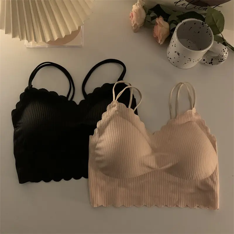 ONEFASHIONMALL BR200 Tanktop Bra Wanita Bh Lace Push Up Tanpa Kawat Bralate Seamless Elastis Pakaian Dalam Bahan Dingin 4