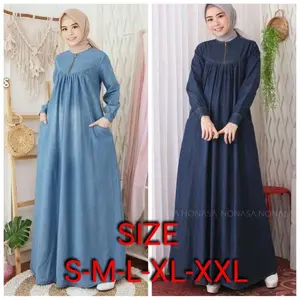 Gamis Jeans Elena Size S M L XL XXL / Dress / Baju Muslim / Pakaian Wanita Model Terbaru
