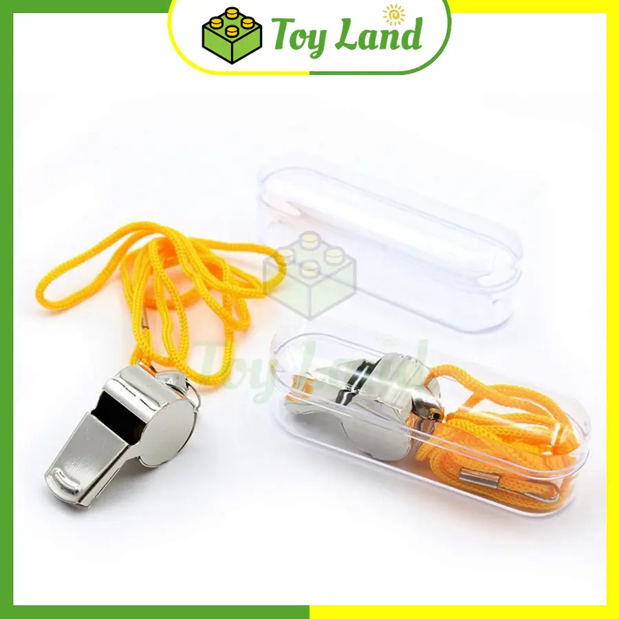 [Có Hộp] Còi Inox Kèm Dây Kêu To Cao Cấp Có Hạt Còi Trọng Tài Thể Thao Bóng Đá Bằng Thép Giá Rẻ Đồ Chơi Phụ Kiện