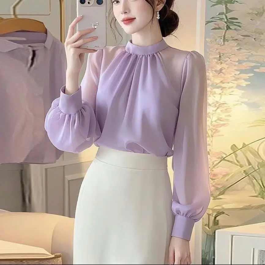 Đầu thu xuống  phố  áo  chất  vải tơ mỏng nhẹ  mặc mát
