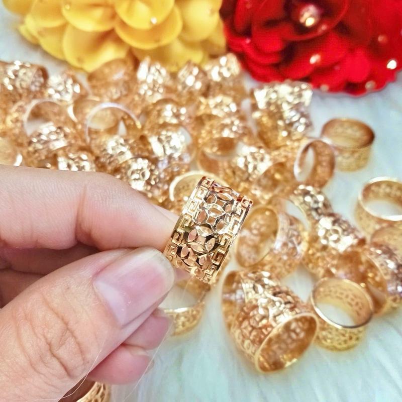 Nhẫn Nữ Mẫu Kim Tiền Vạn Lý Bản 1cm2 Đồng Đỏ Màu Vàng Miền Tây 750 Phụ Kiện