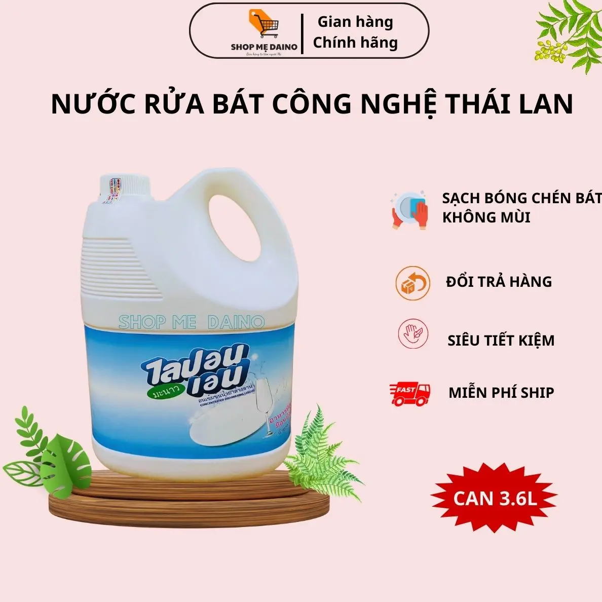 Nước rửa chén bát Thái Lan đậm đặc,thơm, diệt 99% vi khuẩn - Shop Mẹ Daino Làm Sạch