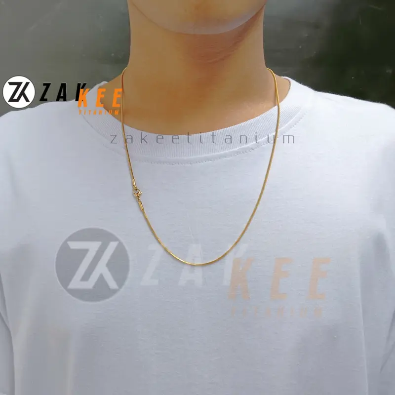 Kalung Emas Pria Titanium Gold Anti Karat Simpel Keren Premium Cowok Cewek Panjang 45cm 50cm 60cm Stainless 2