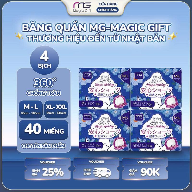 40 MIẾNG GIÁ HỜI Băng Vệ Sinh Dạng Quần MagicGift Đai Eo Co Dãn Chống Tràn 360° Sử Dụng Ngày Đêm Phù Hợp Phụ Nữ Mang Thai Và Sau Sinh