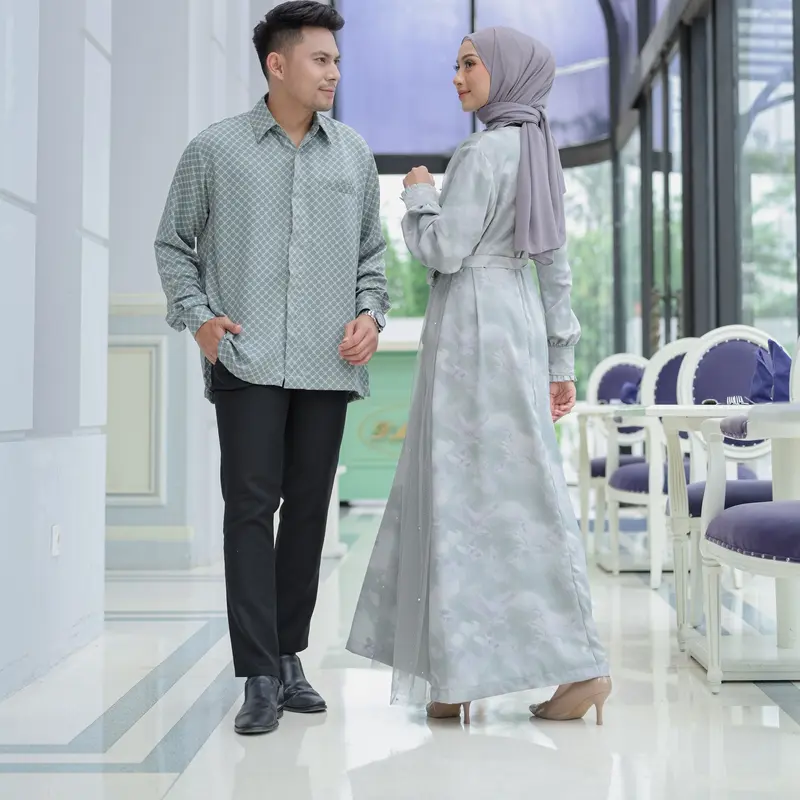 SHAWWAL EID SERIES Couple Pasangan Pistachio Untuk Lebaran Bahan Armany silk Busui Friendly Baju Ibu Mewah Muslim Gamis Koko 6
