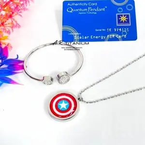 1 SET Kalung Sehat Quantum Pendant Titanium Pria & Wanita Motif MARVEL Bisa Bayar Di Tempat Hitam Liontin Perhiasan