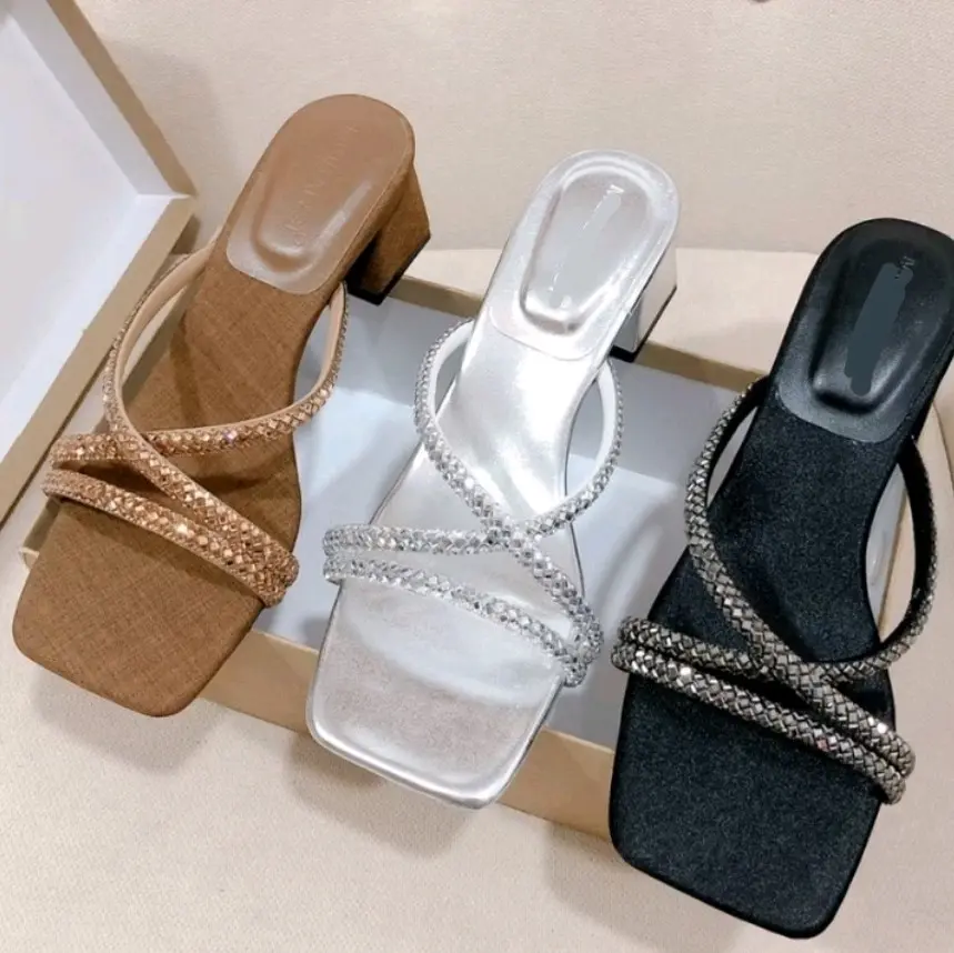 Dép Cao Gót 5cm Quai Xoàn Lấp Lánh