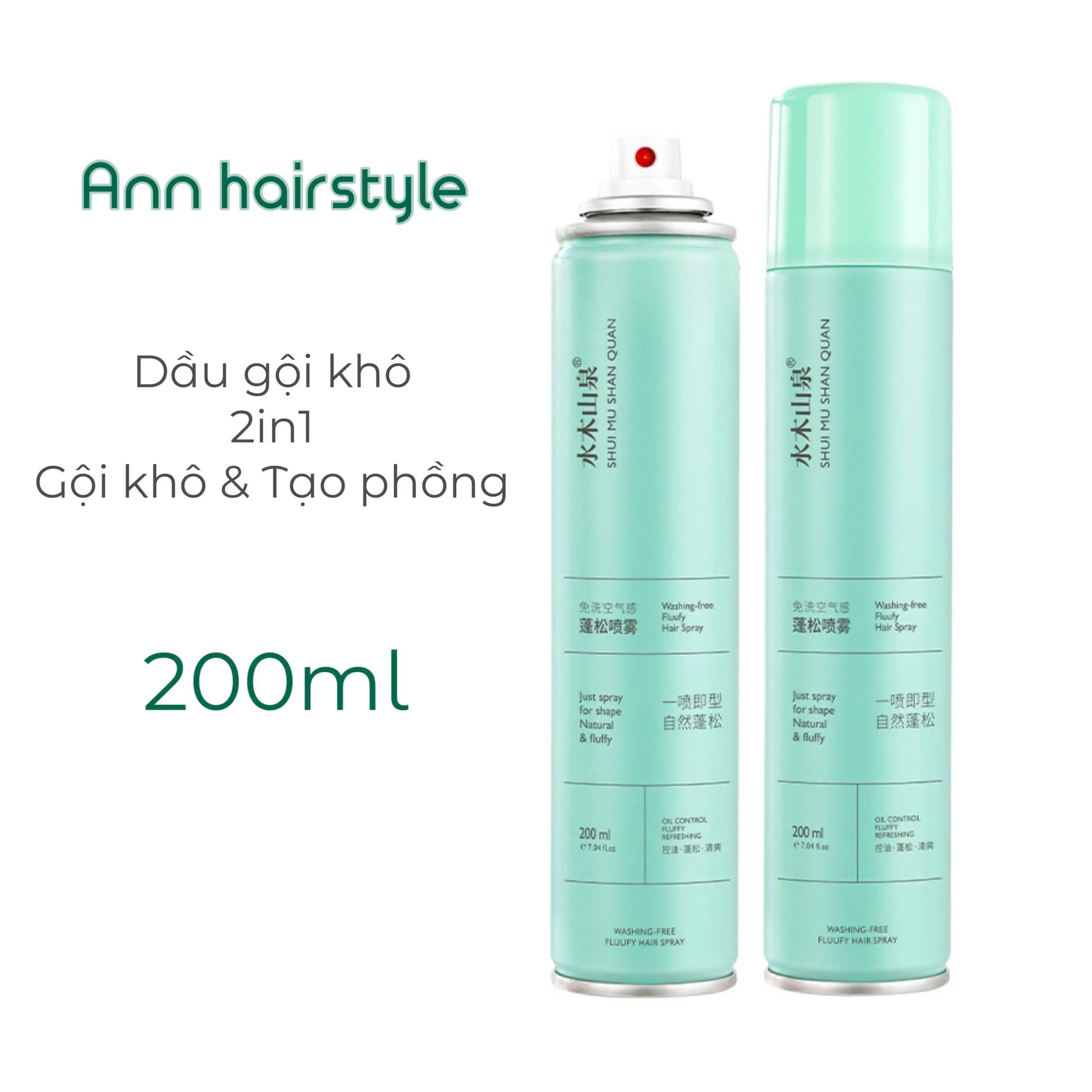 Dầu gội khô 2in1 công dụng gội khô và tạo phồng chân tóc 200ml