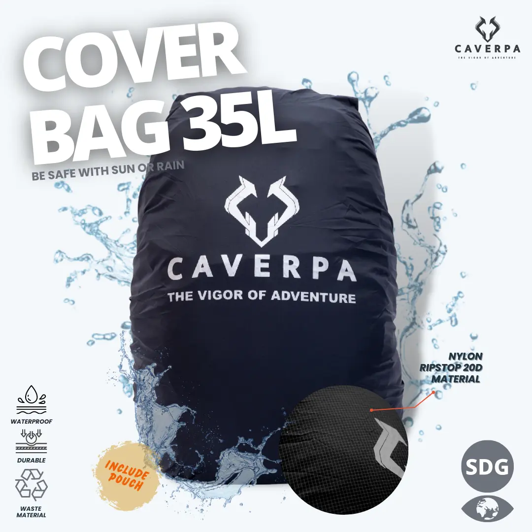 Rain cover Tas Daypack 35L Caverpa Bahan Nylon 20D waterproof