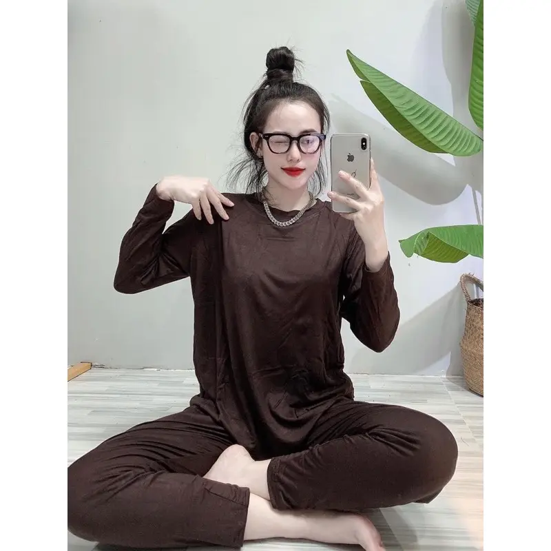 Bộ Mặc Nhà , Ủ Kem Thun Lạnh Quần Ôm Mịn , Mát Cotton Nữ Women