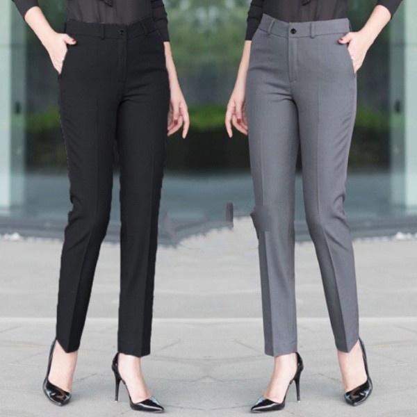 Quần vải nữ công sở dáng baggy ống đứng vừa kiểu mới cạp cao Quần tây nữ lưng cao đi học chất tuyết mưa màu đen trơn mềm