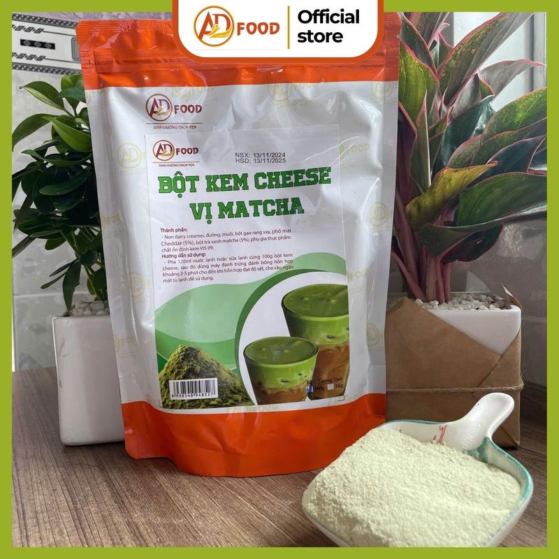 500g Bột kem cheese Matcha ADFOOD- làm topping đồ uống topping cream bột milk foam muối biển bánh ngọt matcha kem cheese cà phê phủ matcha kem cheese...