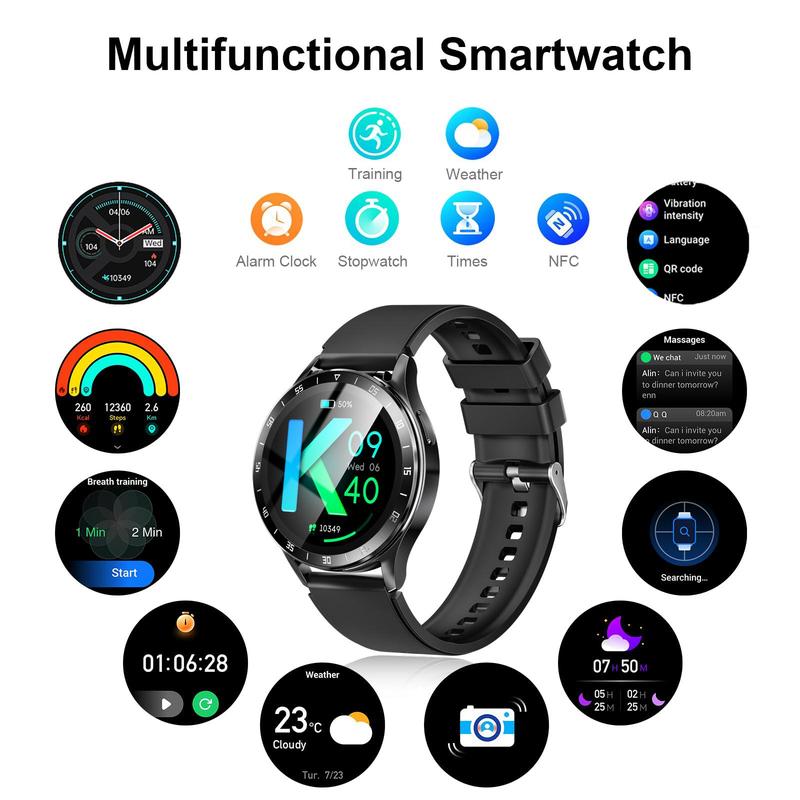 Product Introduction of Multifunctional Smart Watch, 1 Count Fashionable Watch with Earphone, Long Standby Sports Watch with Weather Forcast, Music Control for Women & Men 4