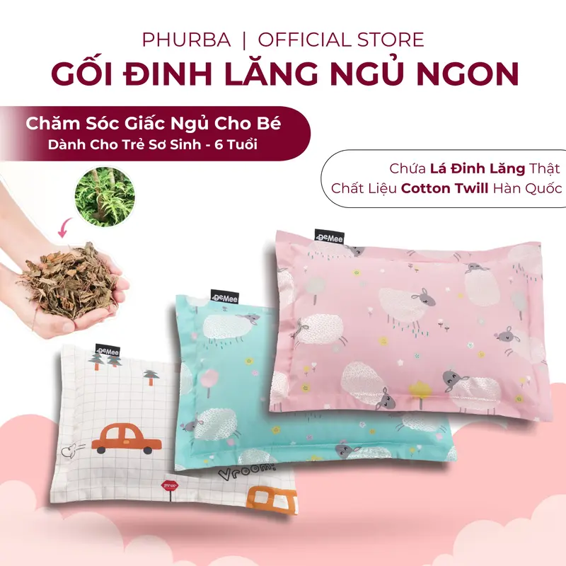 Gối Thảo Dược Đinh Lăng Cao Cấp Cho Bé Demee By Phurba - Hỗ Trợ Ngủ Ngon Sâu Giấc Cho Trẻ Sơ Sinh Đến 6 Tuổi 0
