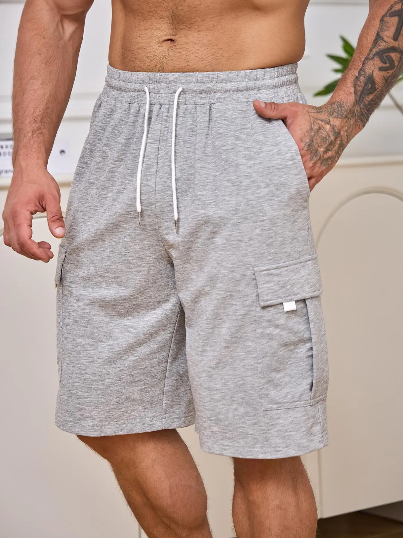 Men's Regular Fit Plain Multi-pocket Drawstring Waist Wide Leg Shorts, Football Jerseys, Casual Soft Comfy Sweat Shorts for Summer, Fashion Men's Bottoms for Daily Wear
