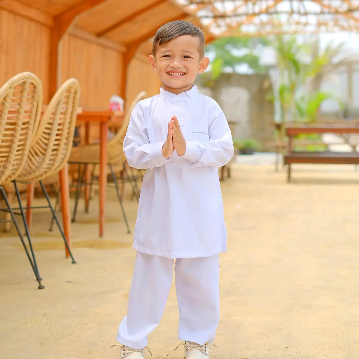 Baju Setelan Celana Koko Pakistan Anak Laki Laki Muslim Polos Putih Bersih Tangan Lengan Panjang Manasik Haji Katun Toyobo Fodu Premium Couple ayah Dan Anak Lebaran