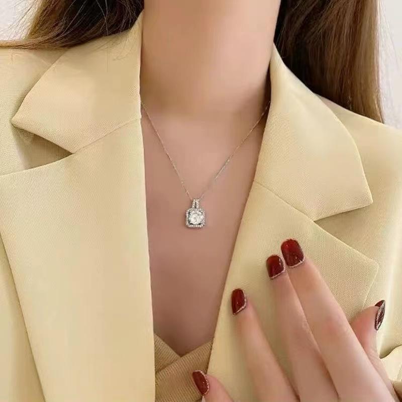 Kalung Modis moissanite 1ct berlian Moissanite desain persegi 4