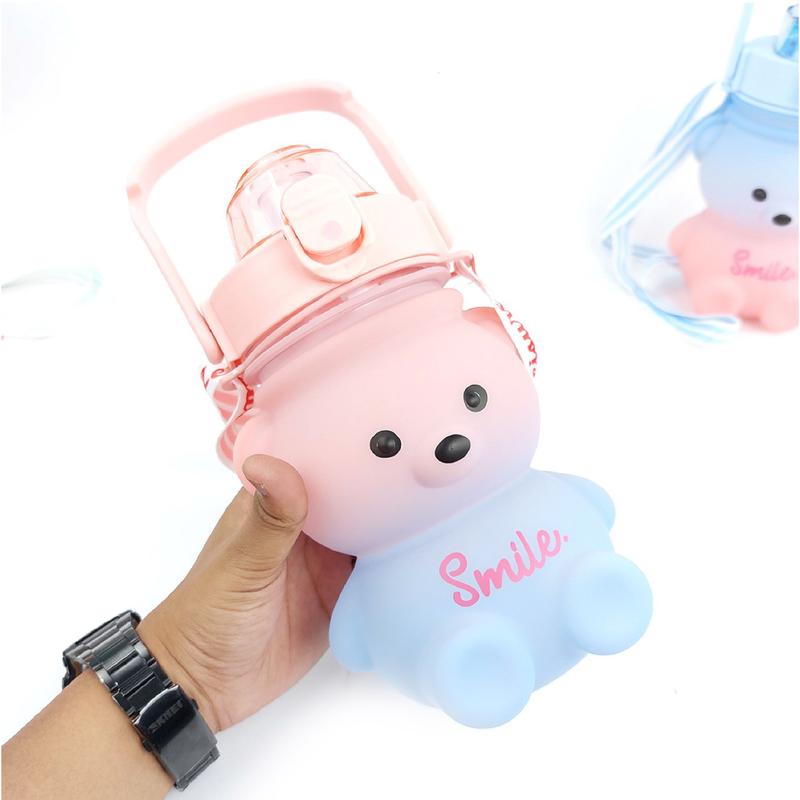 Miere Home - Botol Viral Botol Minum Gemoy Anak Botol Bear Beruang Gradasi 3D Tumbler 1.2 Liter Botol Motivasi Stikerb 2D dengan Tali 1