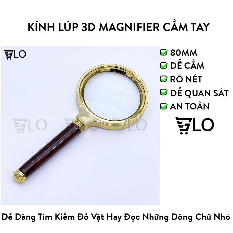 Kính Lúp 3D Magnifier 80mm Cầm Tay Giúp Nhìn Rõ Vật Nhỏ