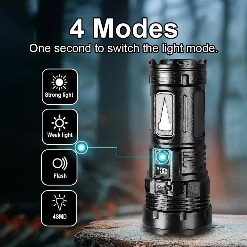 LED Multi-functional Strong Flashlight, Rechargeable Ultra-bright Portable Design Outdoor Zoom Long-range Spotlight, Emergency Camping Light 2