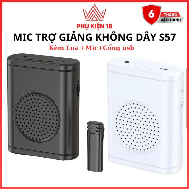Mic trợ giảng không dây  S57 kèm loa kèm míc cài áo nhỏ gọn có bluetooth dạy học