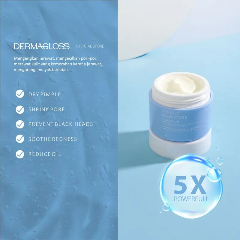 DERMAGLOSS - Night Cream Extra Clear Pimple & Pore - Kulit Berjerawat 3